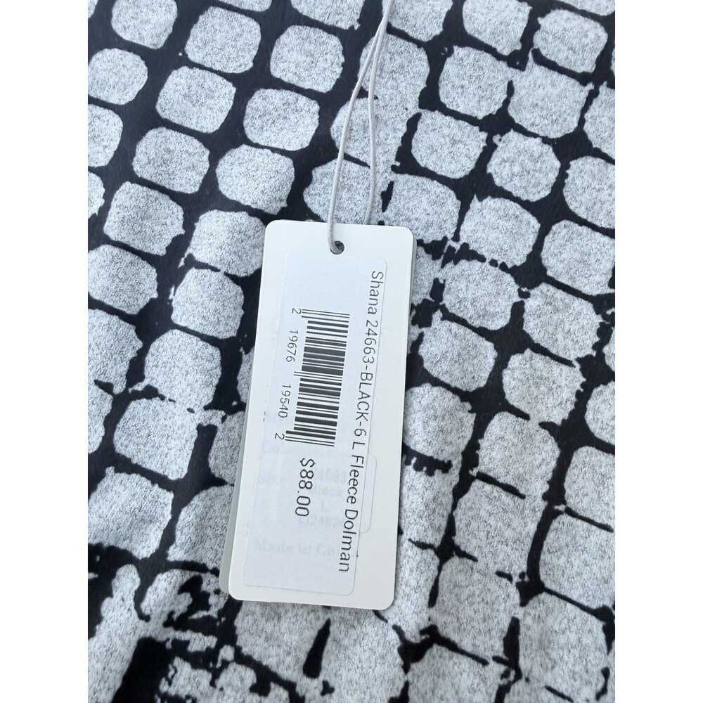 Shana Womens Large Tunic Top Black White Leaf Print Hi-Low Art to Wear NWT - Picture 10 of 14